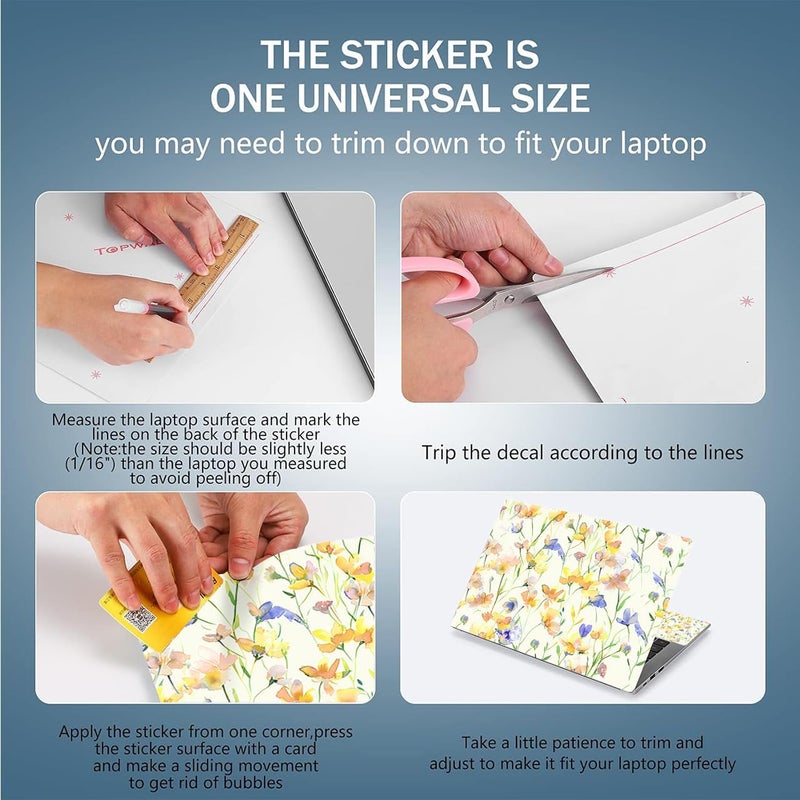 WINTOJO 11.6 13 13.3 14 15 15.6 inches Netbook Laptop Skin Sticker Decal Reusable Protector Cover Case for Laptop Notebook chromebook Yellow Flowers W-NEK-58 - Image 5